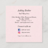 ピンクQRコード美しいメイクアップアーティスト スクエア名刺 (裏面)