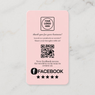 ピンクQR Facebookレビューカスタムフィードバックリンク 名刺