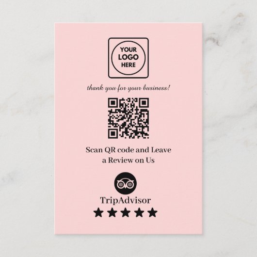 ピンクQR | TripAdvisorのビジネス評価リンク エンクロージャーカード (正面)