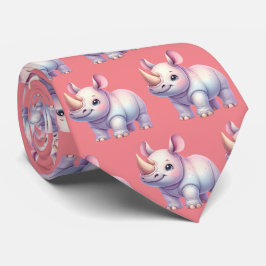 ピンクRhino Rhinoceros Rhinosかわいいかわいいネックタイ ネクタイ