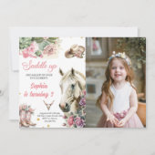 ピンクRodeo西カウボーイ誕生日パーティーの写真 招待状 (正面)