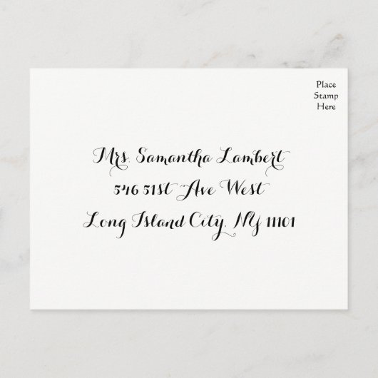 ピンクRSVPフローラさくらんぼ花婚式の花 インビテーションポストカード (裏面)