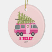 ピンクRVキャンパークリスマスツリー セラミックオーナメント (左)
