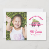 ピンクRV写真のクリスマスツリー シーズンカード (正面)