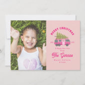 ピンクRV写真のクリスマスツリー シーズンカード (正面)