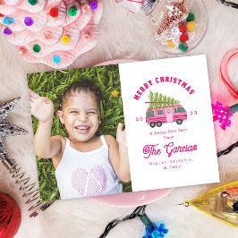 ピンクRV写真のクリスマスツリー シーズンカード