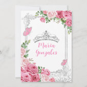 ピンクSweet sixteenシルバー16th Girl Birthday Party 招待状 (裏面)