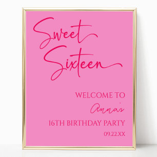 ピンクSweet sixteen16thバースデーパーティーへようこそ ポスター