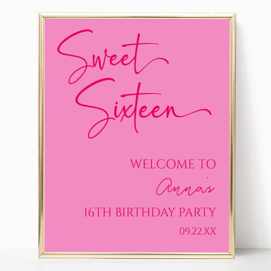 ピンクSweet sixteen16thバースデーパーティーへようこそ ポスター