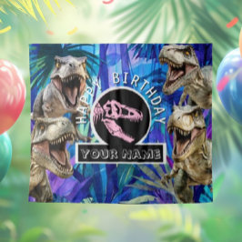 ピンクTレックスジャングル背景 タペストリー