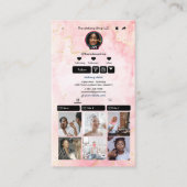 ピンクTikTok大理石QRコードソーシャルメディア 名刺 (正面)