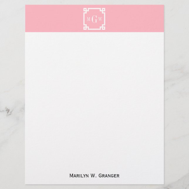 ピンクWhtギリシャ語鍵#2フレーム3 Init Monogram (正面)