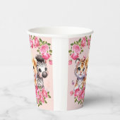 ピンクWIldアニマルガールズベビーシャワー招待状 紙コップ (右)