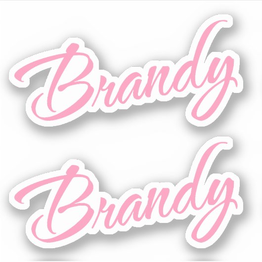 ピンクx2ステッカーのブランデー装飾名 シール (正面)