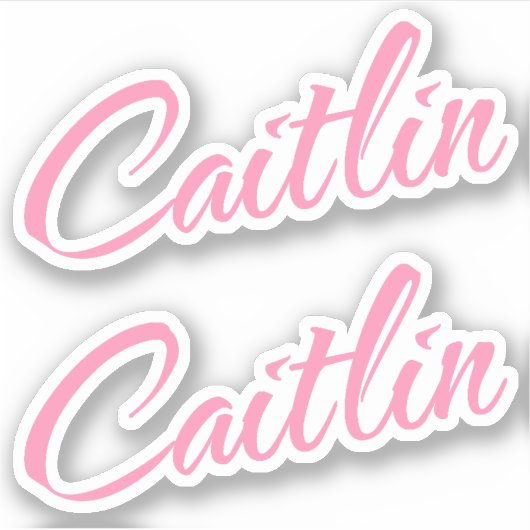 ピンクx2ステッカーのCaitlin装飾名 シール (正面)