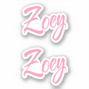 ピンクx2ステッカーのZoey装飾名 シール