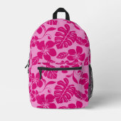 ピンクx 2のピンクビキニ模様 プリントバックパック (正面)