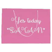 ピンクYesトゥデイおもしろいサタン ラージペーパーバッグ (裏面)