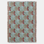 ピンコン付きフリンジドスロウ毛布 スローブランケット (正面縦)