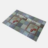 ピンコーンとタイル付きクリスマスドアマット ドアマット (アングル)