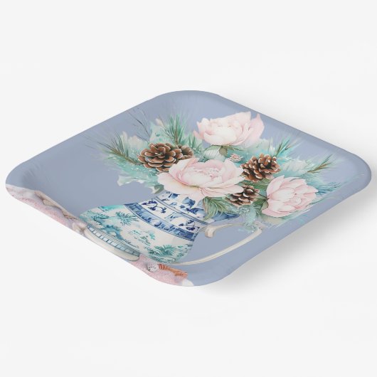 ピンコーンと貝殻を持つチノワセリージュグ ペーパープレート (傾斜あり)