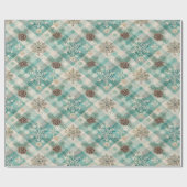 ピンコーンと雪の結晶でクリスマスラップ ラッピングペーパー (フラット)