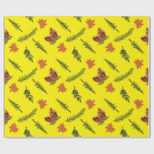 ピンコーン付きイエローシームレスラッピング紙 ラッピングペーパー (フラット)