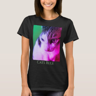 ピンサイケデリックク・タビー・キャット・ピンク&パープル・アイズ、D Tシャツ