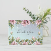 ピンシンプルクの牡丹糸結婚照明感謝していです カード (スタンド正面)