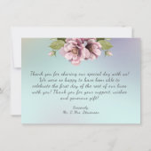 ピンシンプルクの牡丹糸結婚照明感謝していです カード (裏面)