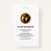 ピンスタイリッシュクの矢じ縁どりの写真会社ID バッジ (裏面)