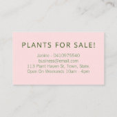 ピンスタイリッシュクグリーン葉が家で育つ屋内植物 名刺 (裏面)