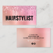 ピンスタイリッシュクローズ金ゴールドグリッター 名刺 (正面/裏面)