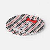 ピンストライプと赤い蝶ネクタイ ペーパープレート (アングル)