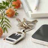 ピンストライプのスーツとタイメタル長方形キーリング キーホルダー (側面)