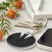 ピンストライプのスーツとタイラウンド両面キーリング キーホルダー (正面右)