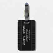 ピンストライプのスーツとネクタイ男性の名前タグタグ荷物タグ ラゲッジタグ (裏面縦)