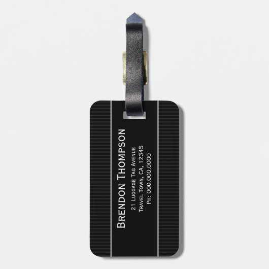 ピンストライプのスーツとネクタイ男性の名前タグタグ荷物タグ ラゲッジタグ (裏面縦)