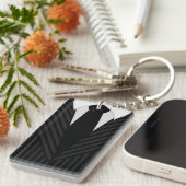 ピンストライプのスーツのタイ長方形の片側キーリング キーホルダー (正面右)