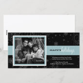 ピンストライプのリボン付きホリデー写真カード シーズンカード (正面/裏面)