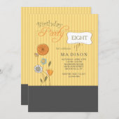 ピンストライプの花の招待状 招待状 (正面/裏面)