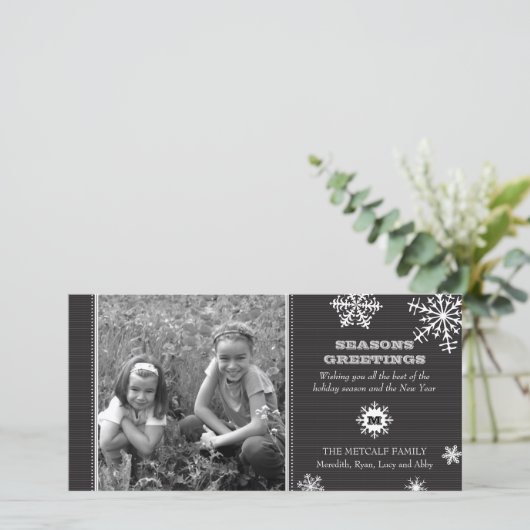 ピンストライプの雪の結晶の写真カードです。 シーズンカード (スタンド正面)