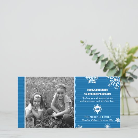 ピンストライプの雪の結晶の写真カードです。 シーズンカード (スタンド正面)