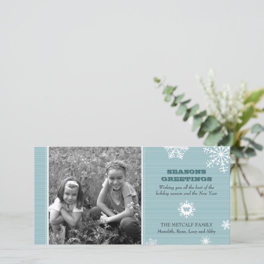 ピンストライプの雪の結晶の写真カード シーズンカード (スタンド正面)