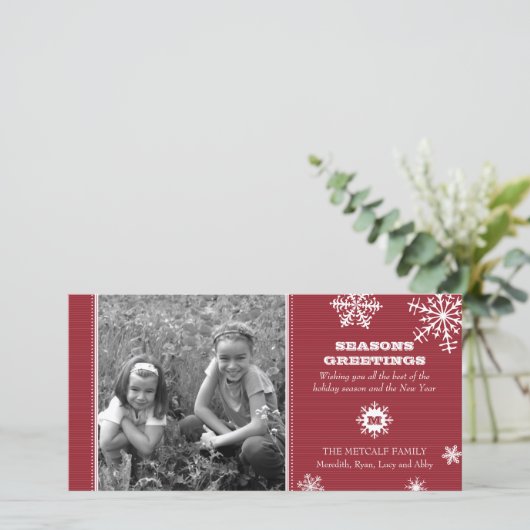 ピンストライプの雪の結晶の写真カード シーズンカード (スタンド正面)