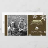 ピンストライプの雪片写真カード シーズンカード (正面/裏面)