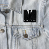 ピンストライプスーツバチュラーパーティ花婿介添人スクエアピン 缶バッジ (インサイチュ)