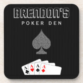 ピンストライプトランプのポーカーナイトセット6コルクコースター コースター (正面)