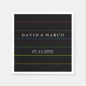 ピンストライププライドカラー結婚LGBT スタンダードカクテルナプキン (正面)