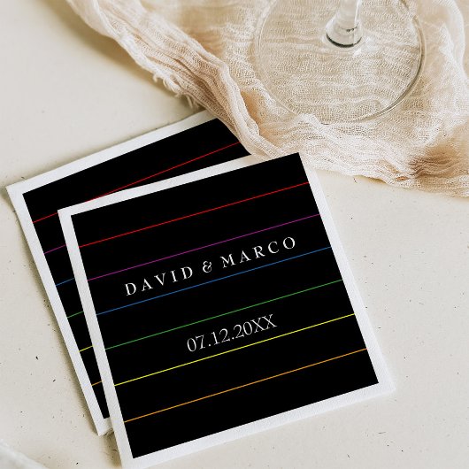 ピンストライププライドカラー結婚LGBT スタンダードカクテルナプキン